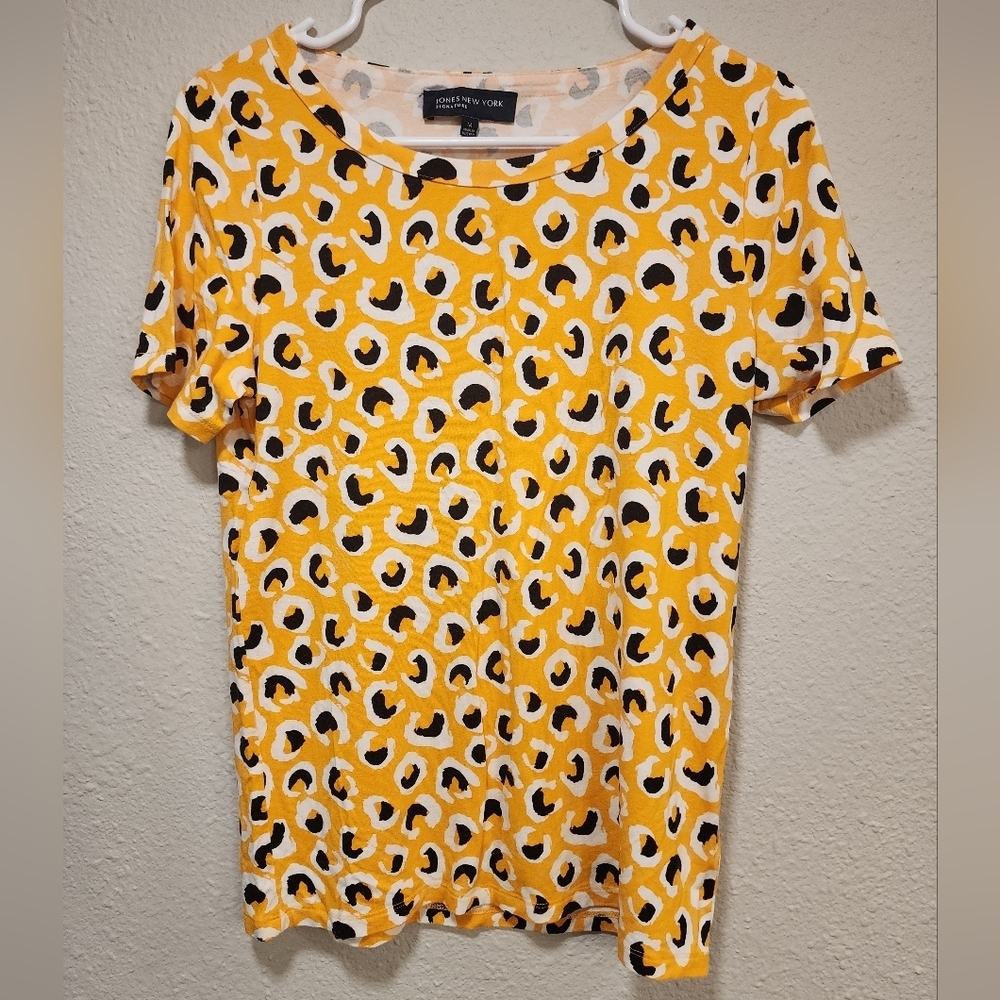Womens Yellow Leopard Print Top Size Medium
